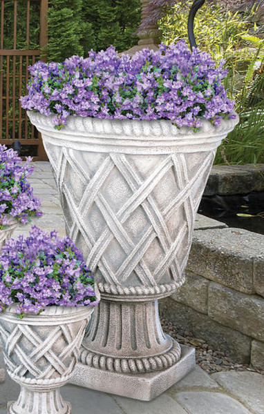 Tudor Weave Pedestal Planter Large Matching Statuary Vase Pots